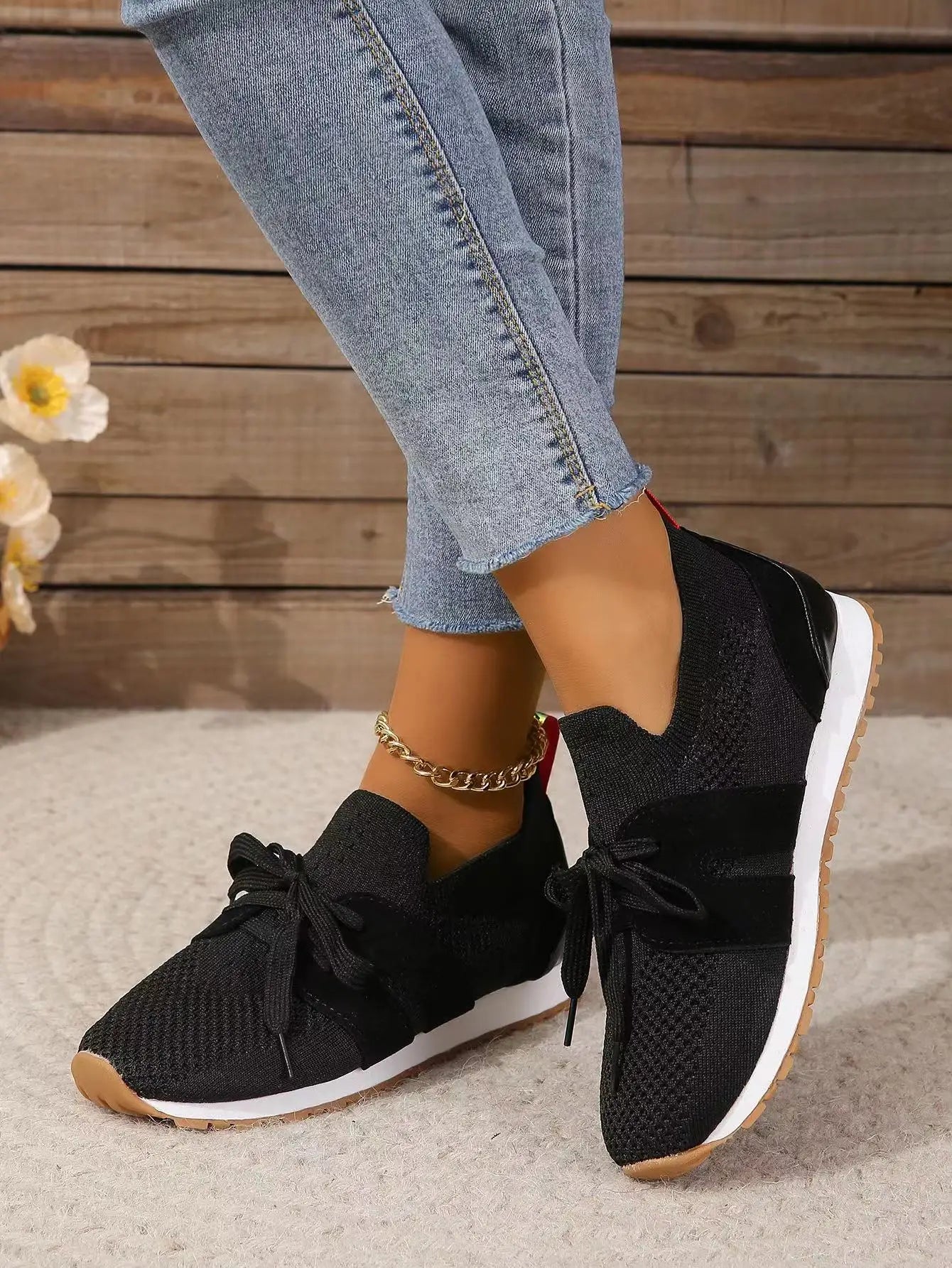 Women’s Orthopedic Mesh Lace-Up Sneakers – Supportive Walking Shoes