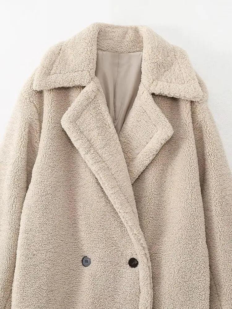 Dayana | Long warm faux wool coat for women