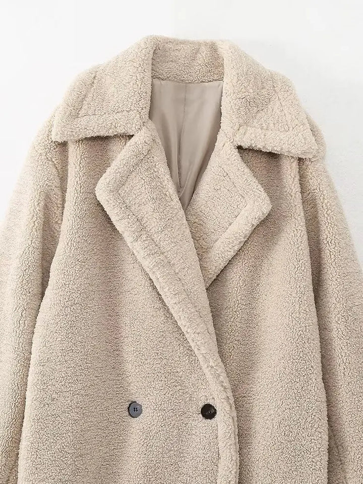 Dayana | Long warm faux wool coat for women