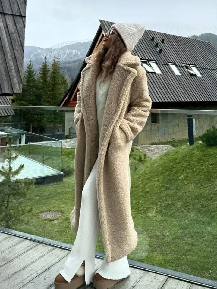 Dayana | Long warm faux wool coat for women