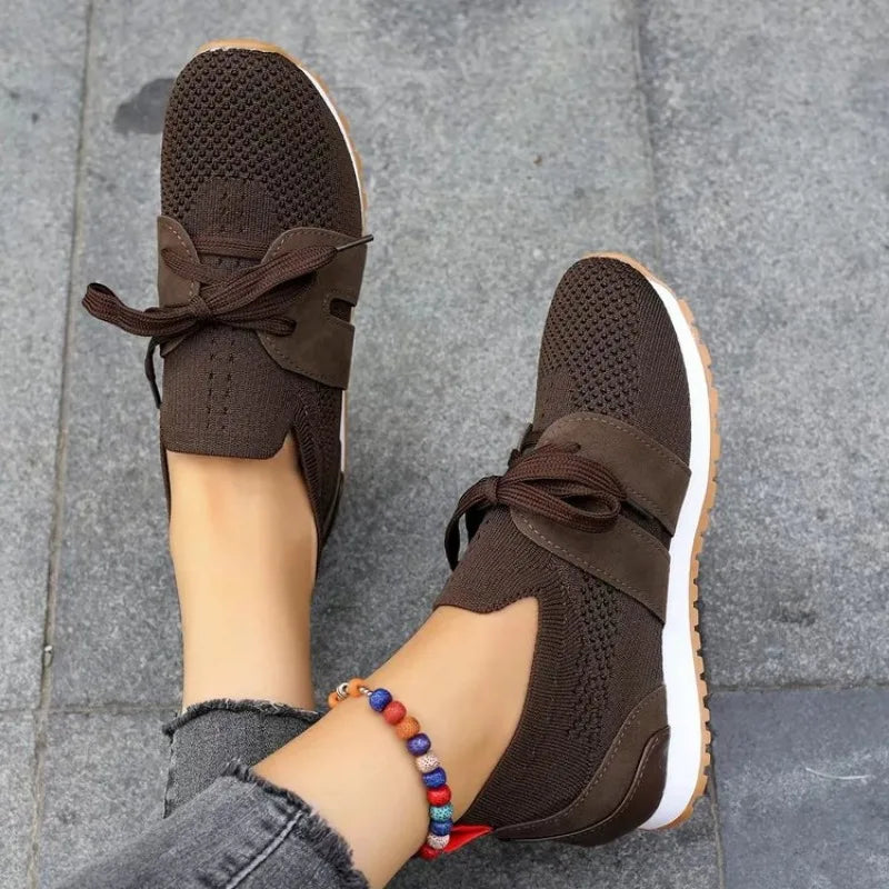 Women’s Orthopedic Mesh Lace-Up Sneakers – Supportive Walking Shoes
