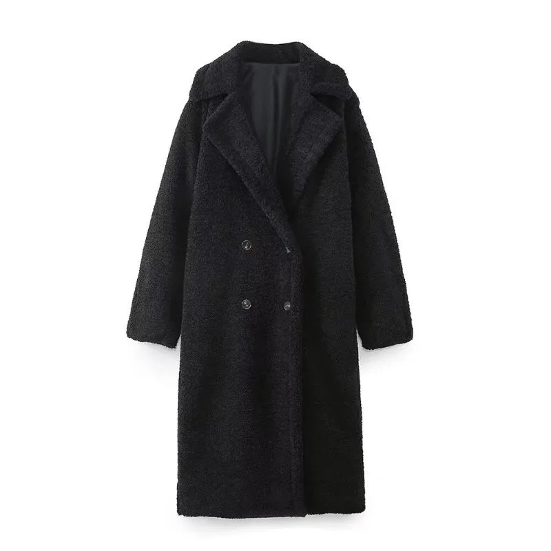 Dayana | Long warm faux wool coat for women