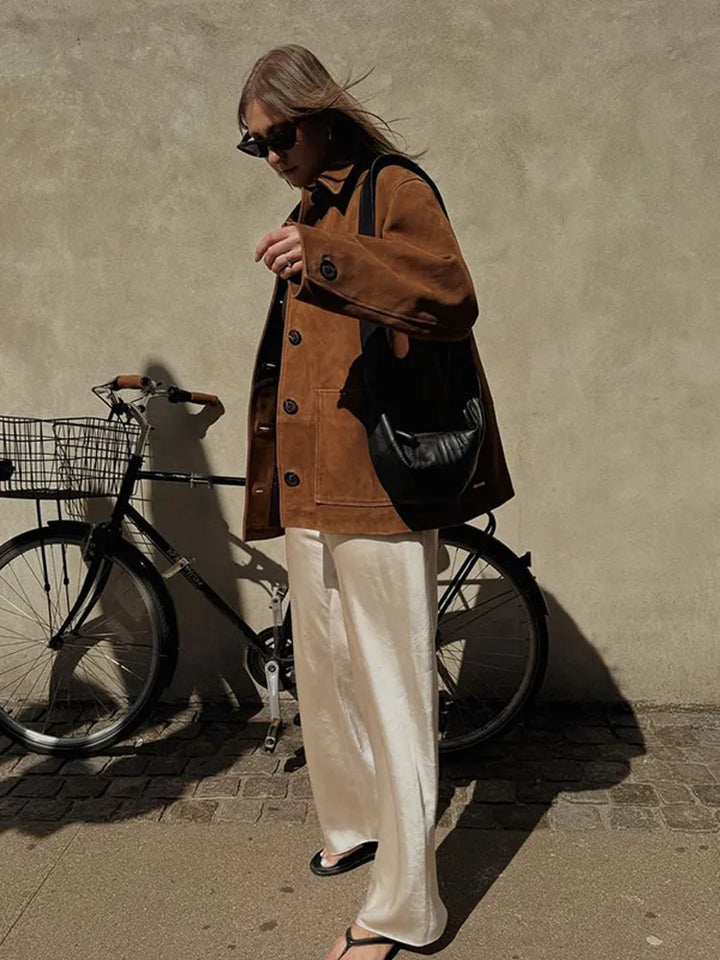 Solange | Retro coat for women with lapel collar