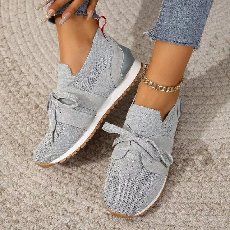 Women’s Orthopedic Mesh Lace-Up Sneakers – Supportive Walking Shoes