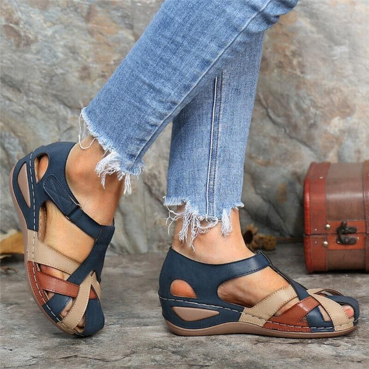 Women's Open Toe Comfort Sandals with Straps and Cutout Design