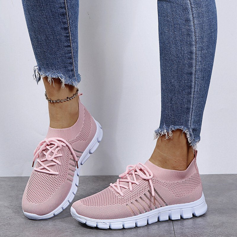 Women’s Ergonomic Slip-On Shoes with Breathable Mesh and Laces