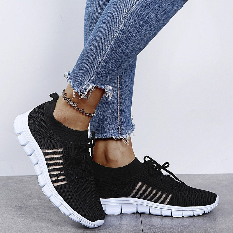 Women’s Ergonomic Slip-On Shoes with Breathable Mesh and Laces