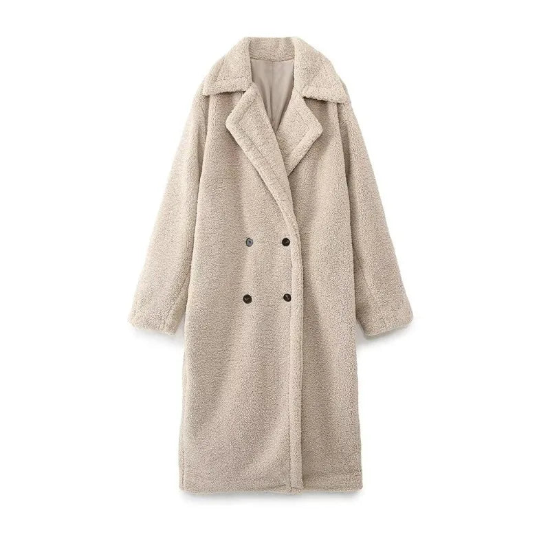 Dayana | Long warm faux wool coat for women