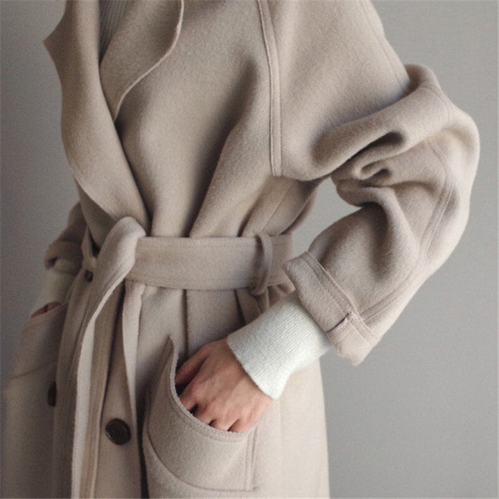 Zaida  | Long wool winter coat with gordel