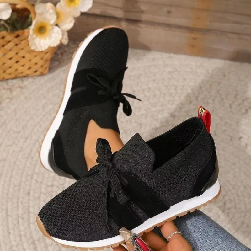Women’s Orthopedic Mesh Lace-Up Sneakers – Supportive Walking Shoes