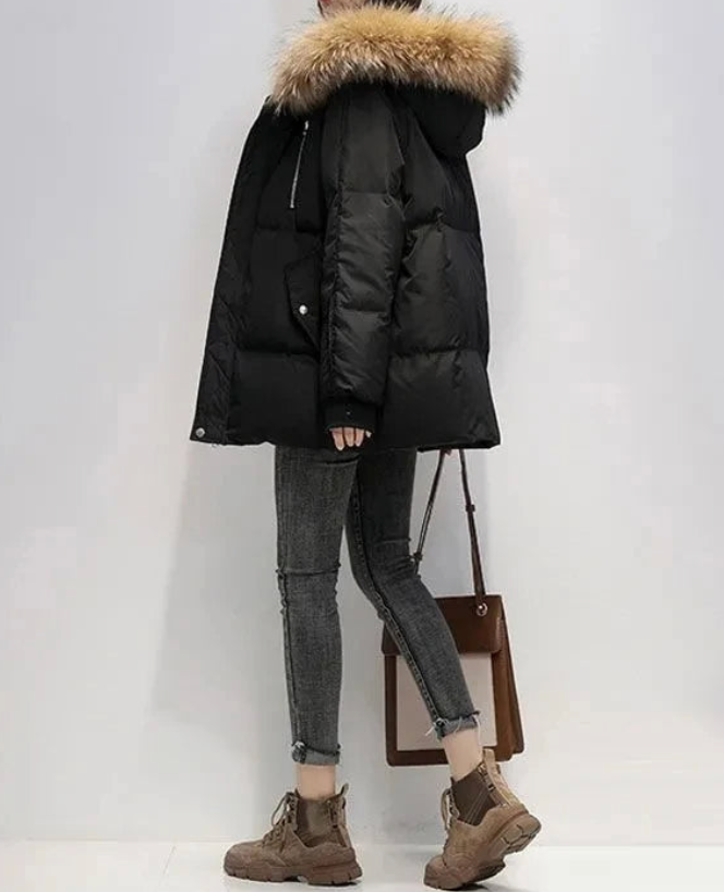 Ella | Winter coat with faux fur hood