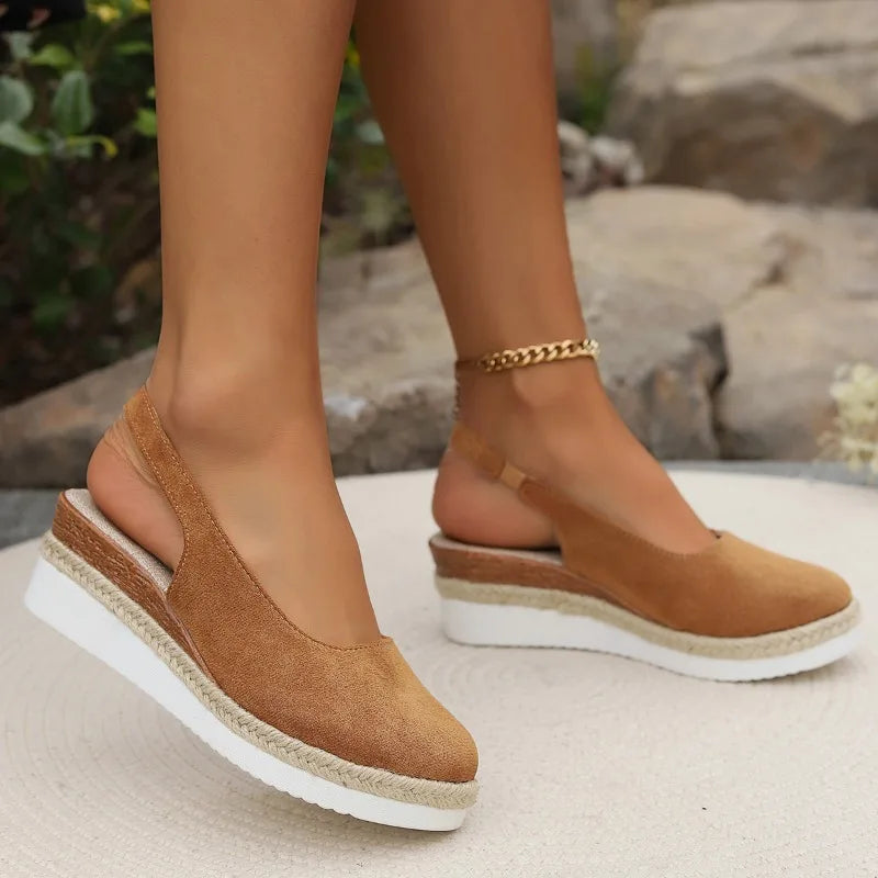 Women's Slingback Platform Shoes with Cushioned Wedge Sole