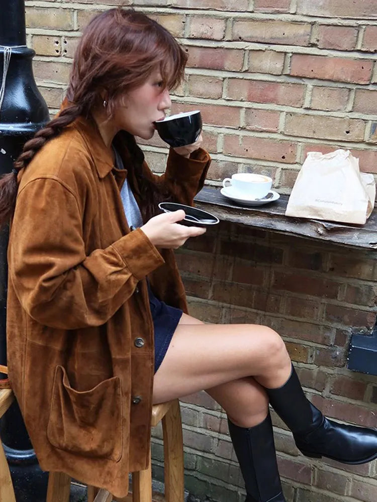 Solange | Retro coat for women with lapel collar