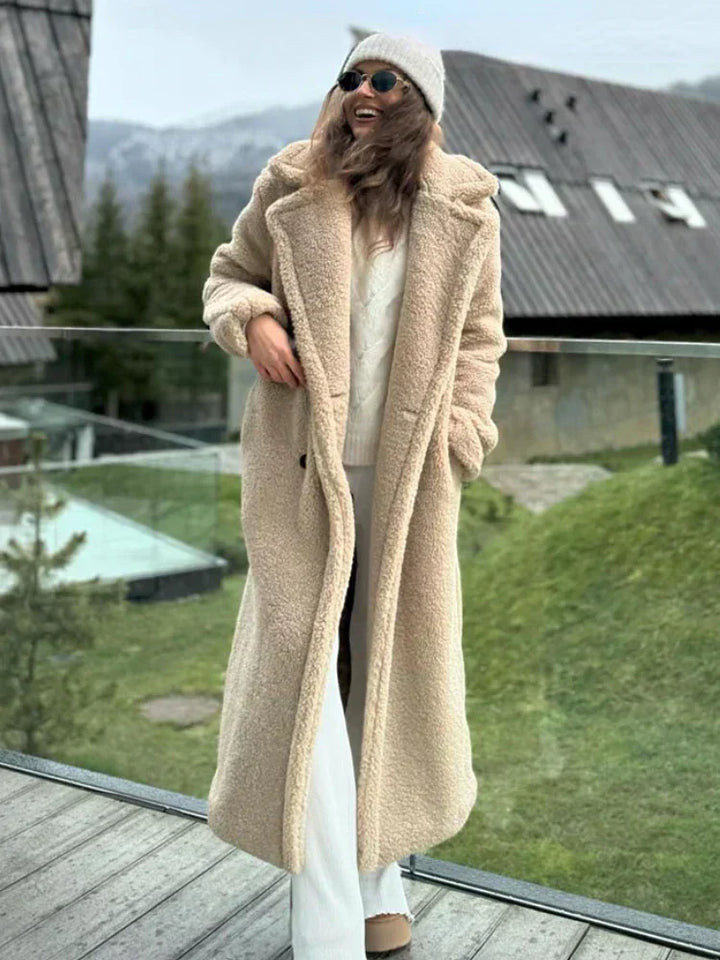 Dayana | Long warm faux wool coat for women