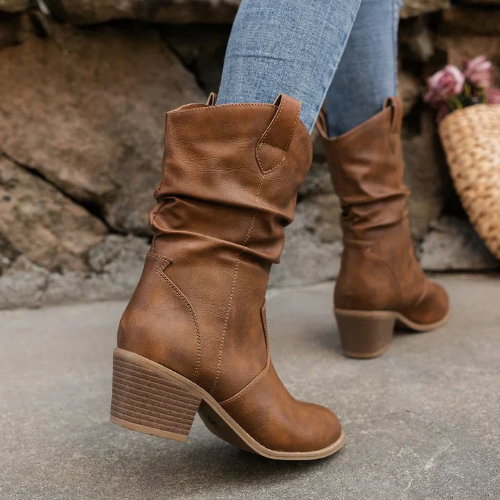 Women's Western-Inspired Slouchy Mid-Shaft Boots