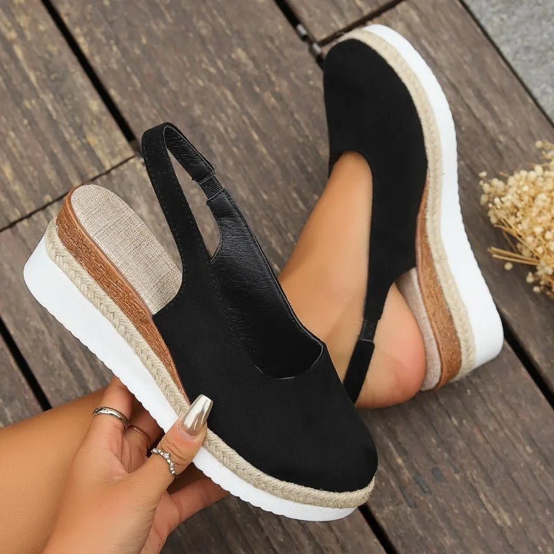 Women's Slingback Platform Shoes with Cushioned Wedge Sole
