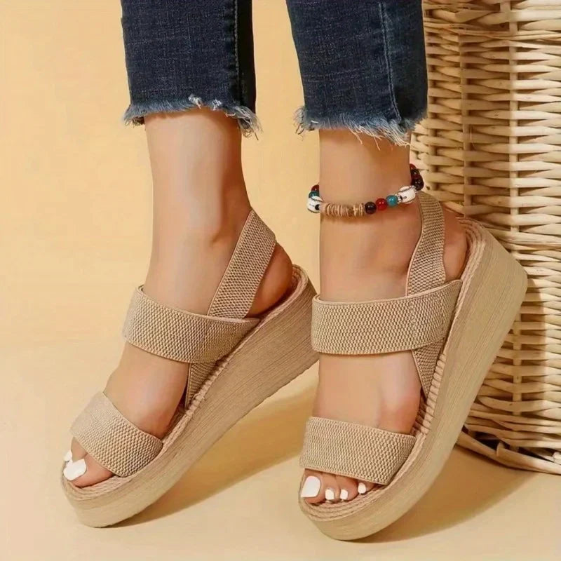 Women's Wedge Sandals with Wide Straps and Comfortable Platform