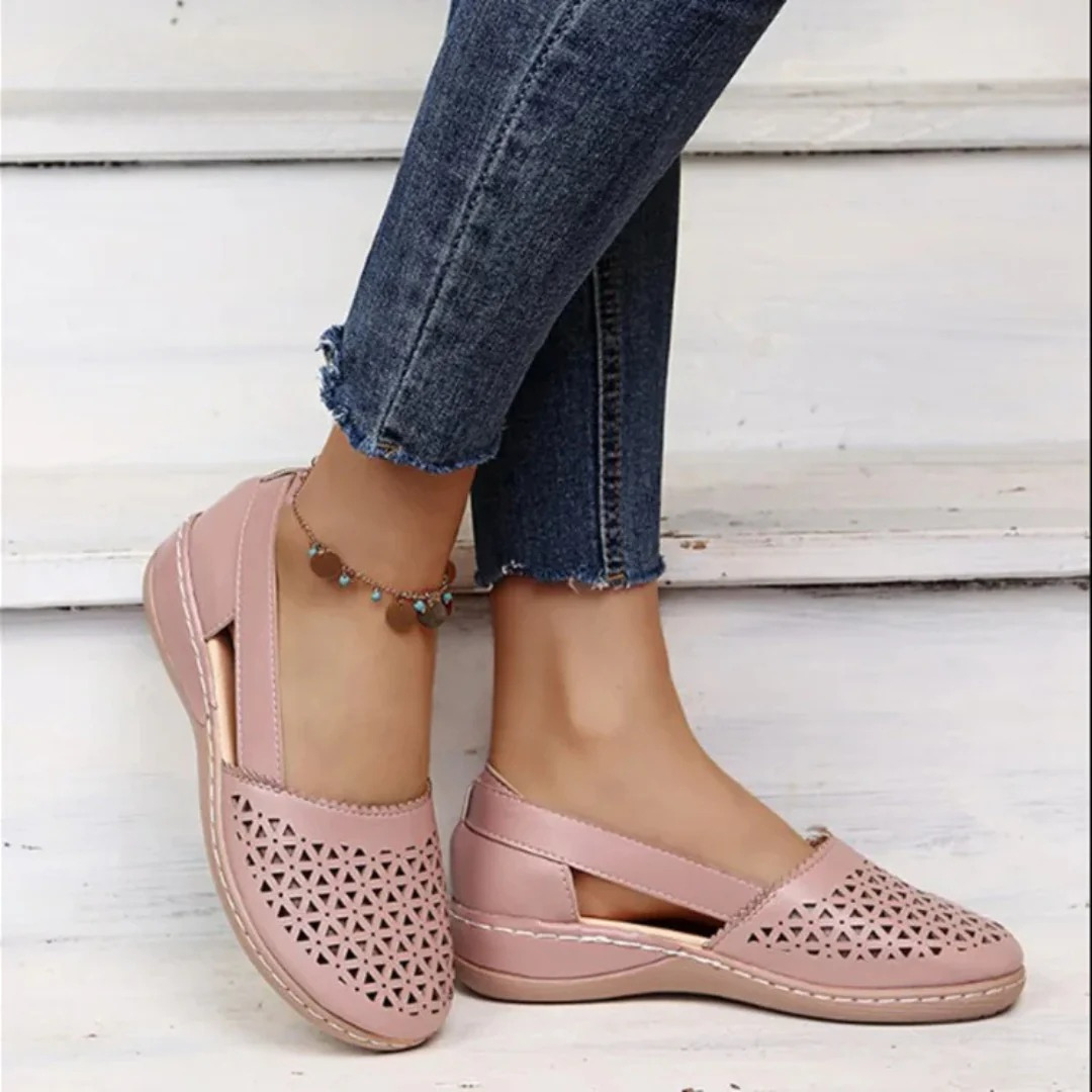 Women's Orthopedic Slip-On Shoes with Cut-Out Upper & Cushioned Sole