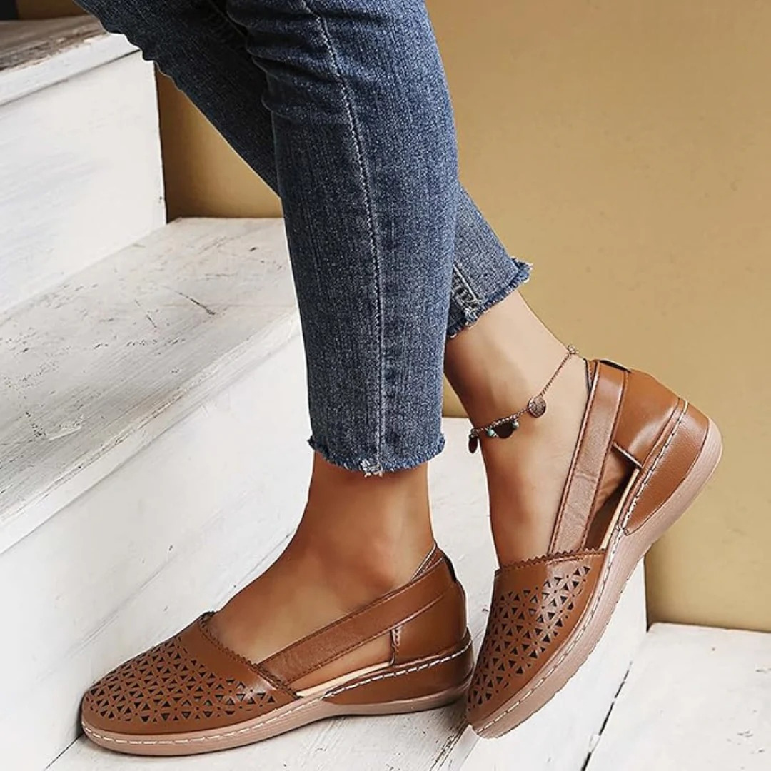 Women's Orthopedic Slip-On Shoes with Cut-Out Upper & Cushioned Sole
