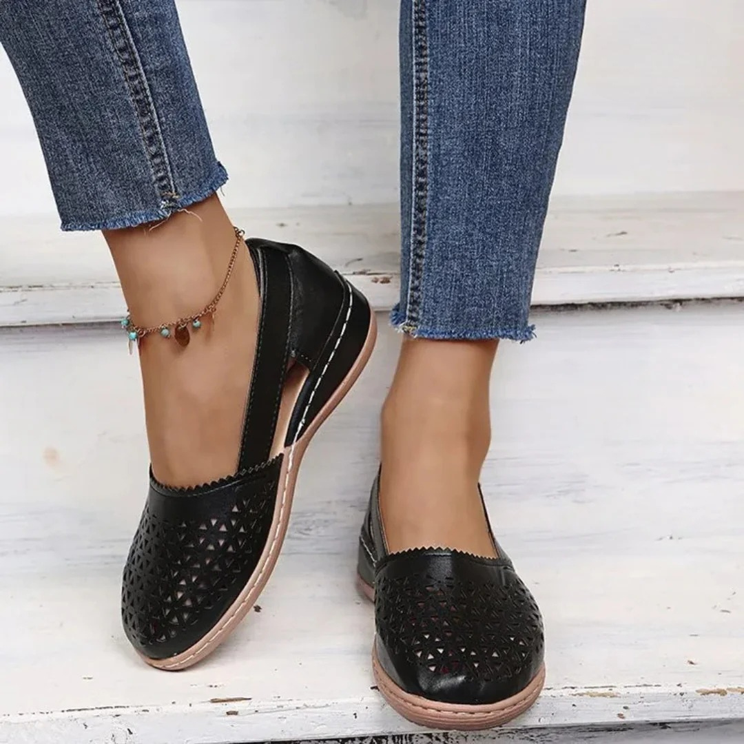 Women's Orthopedic Slip-On Shoes with Cut-Out Upper & Cushioned Sole