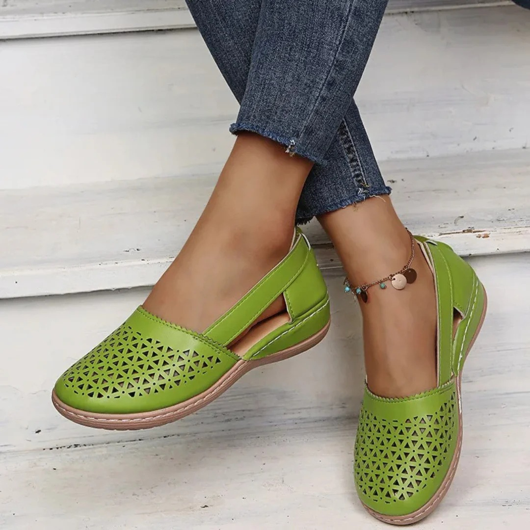 Women's Orthopedic Slip-On Shoes with Cut-Out Upper & Cushioned Sole