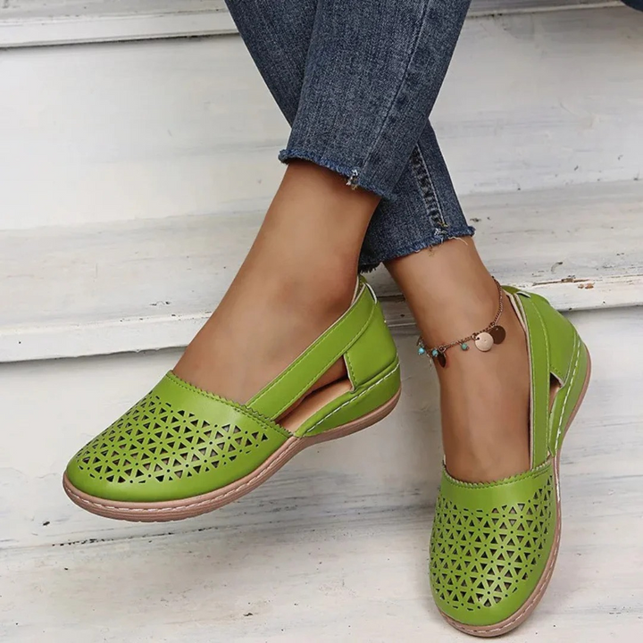 Women's Orthopedic Slip-On Shoes with Cut-Out Upper & Cushioned Sole