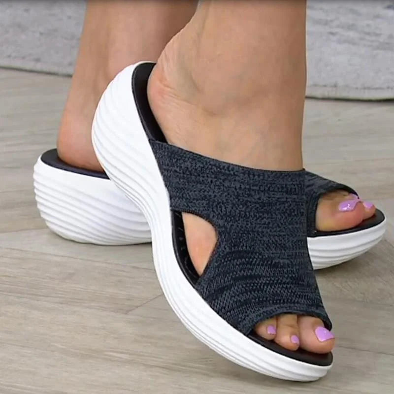 Women's Orthopedic Stretch Sandals with Cutouts and Cushioned Sole