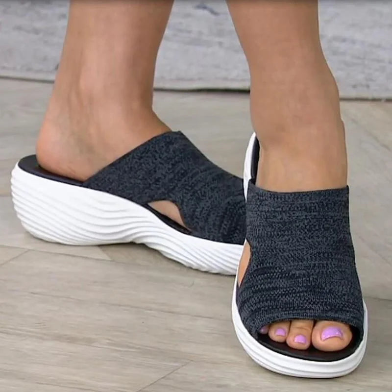 Women's Orthopedic Stretch Sandals with Cutouts and Cushioned Sole