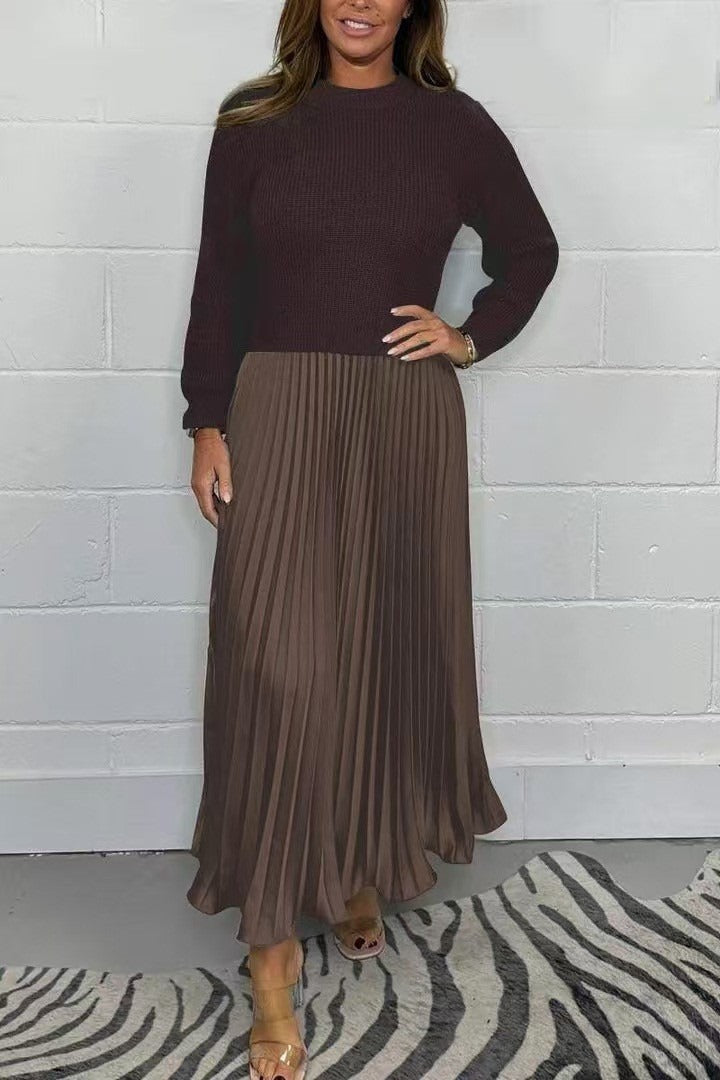 CAMILLA – MAXI DRESS WITH SWEATER & PLEATED SKIRT