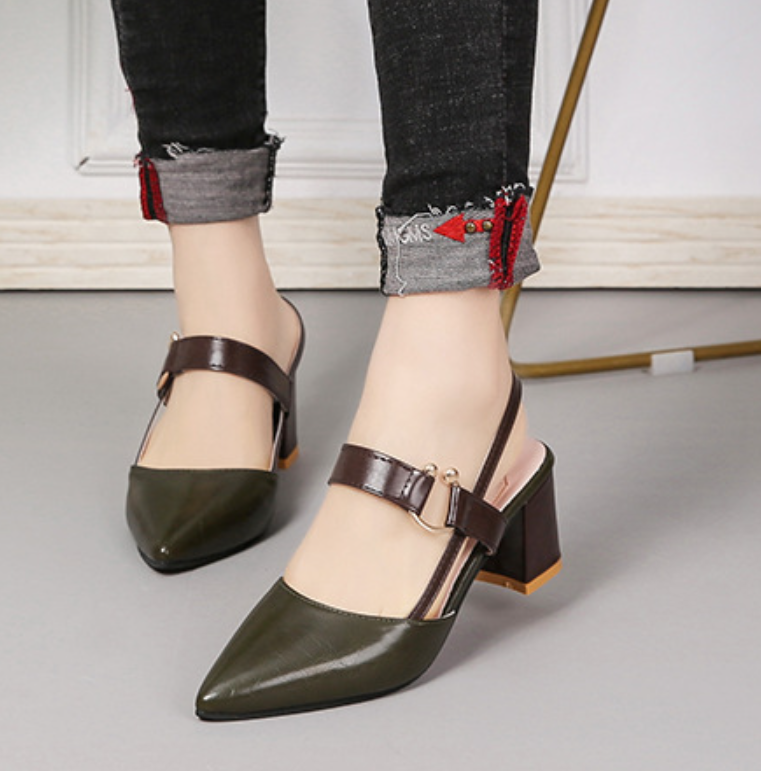 Women’s Orthopedic Block Heels – Stylish Pointed Toe Slingbacks