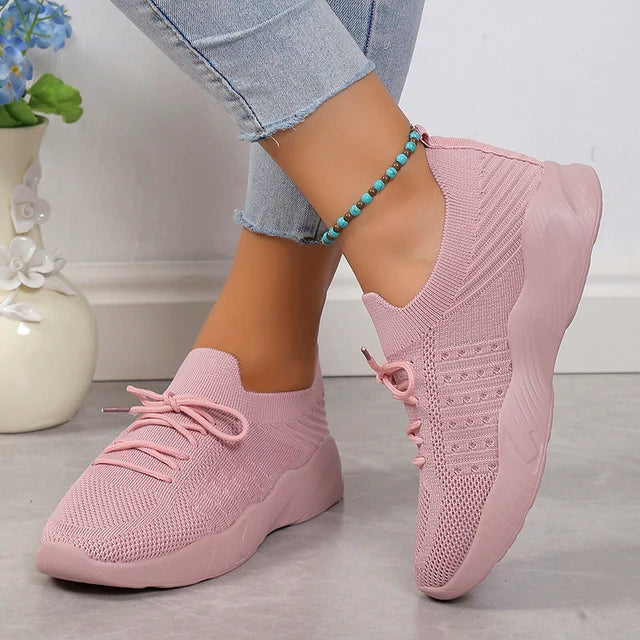 Women's Casual Slip-On Sneakers with Cushioned Sole and Laces