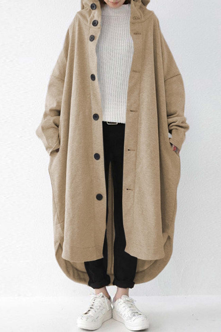 Mariana | Buttoned coat with hooded pocket