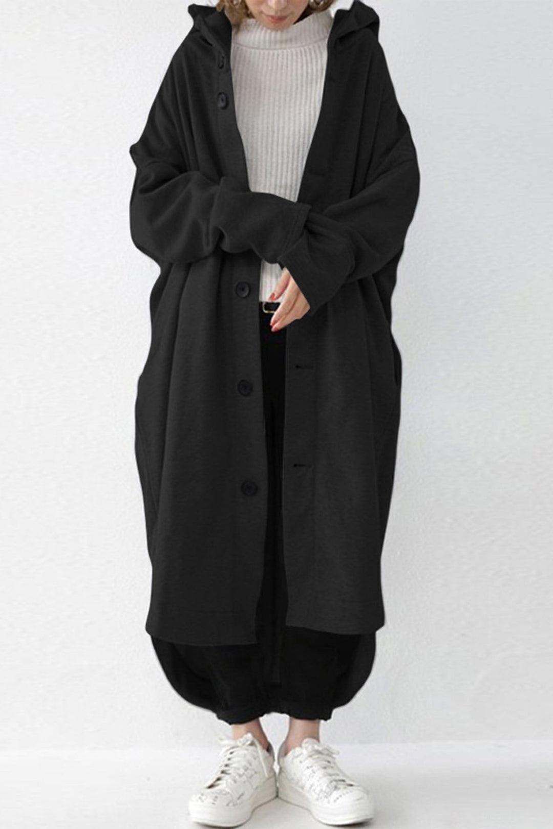 Mariana | Buttoned coat with hooded pocket