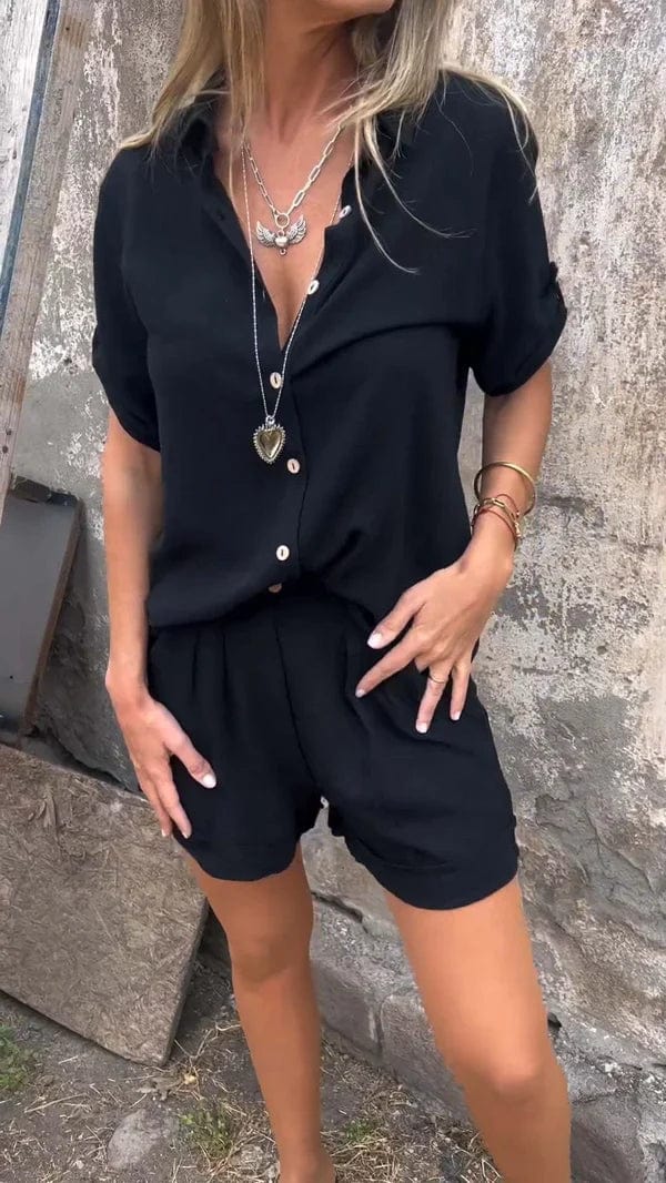 Marah – Relaxed Button-Up Shorts Set