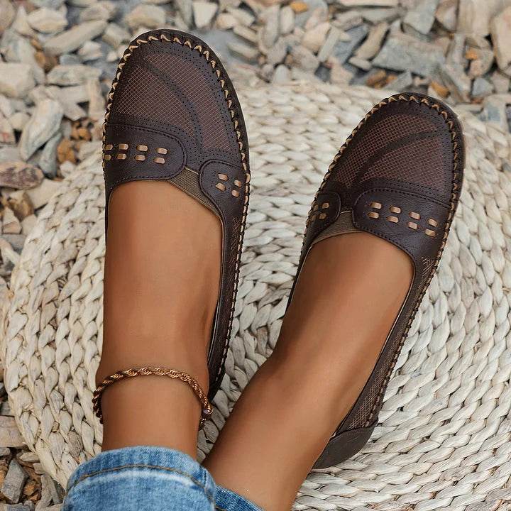 Women's Slip-On Loafers with Comfort Sole and Contrast Stitching