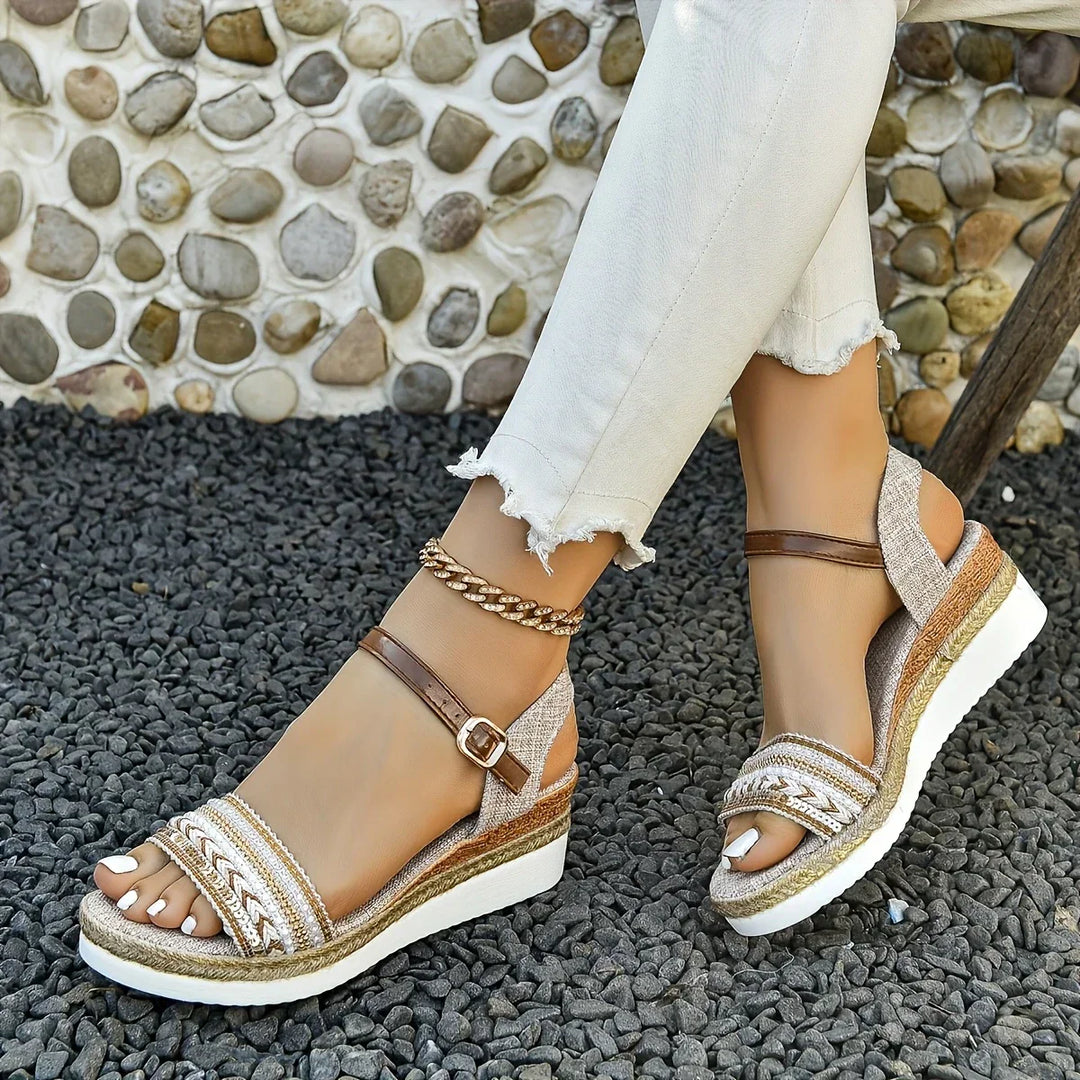 Women's Platform Espadrilles Sandals with Braided Strap Design