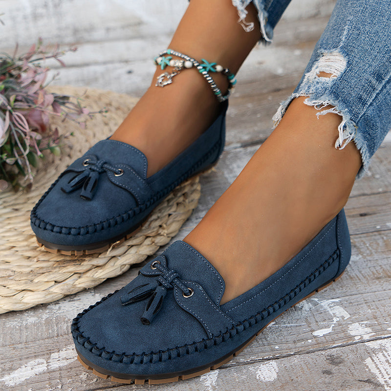 Women's Slip-On Shoes with Bow Detail and Cushioned Sole