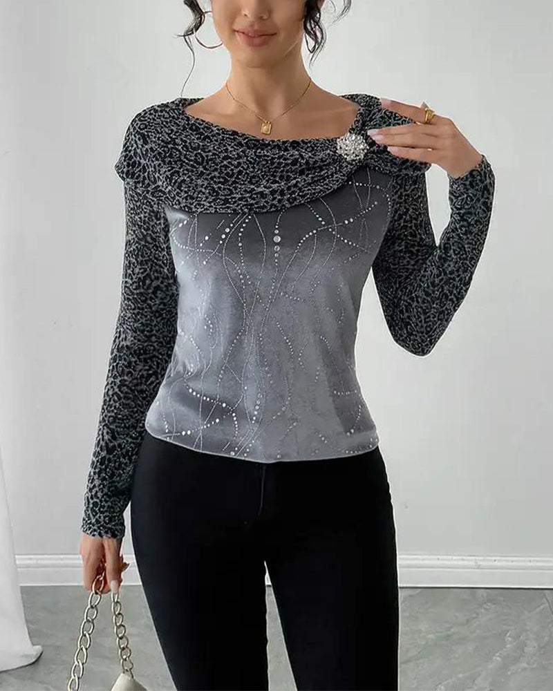 Long Sleeve Leopard Print Top