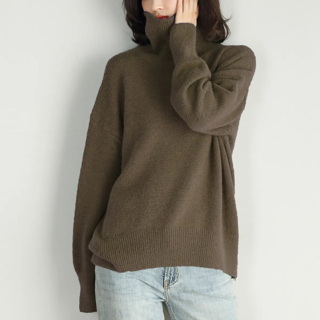 Norvelle™ High Neck Loose Sweater – Cozy Elegance for Autumn & Winter | Shop Yours Today