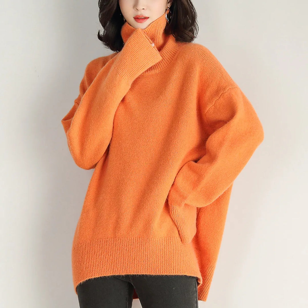 Norvelle™ High Neck Loose Sweater – Cozy Elegance for Autumn & Winter | Shop Yours Today