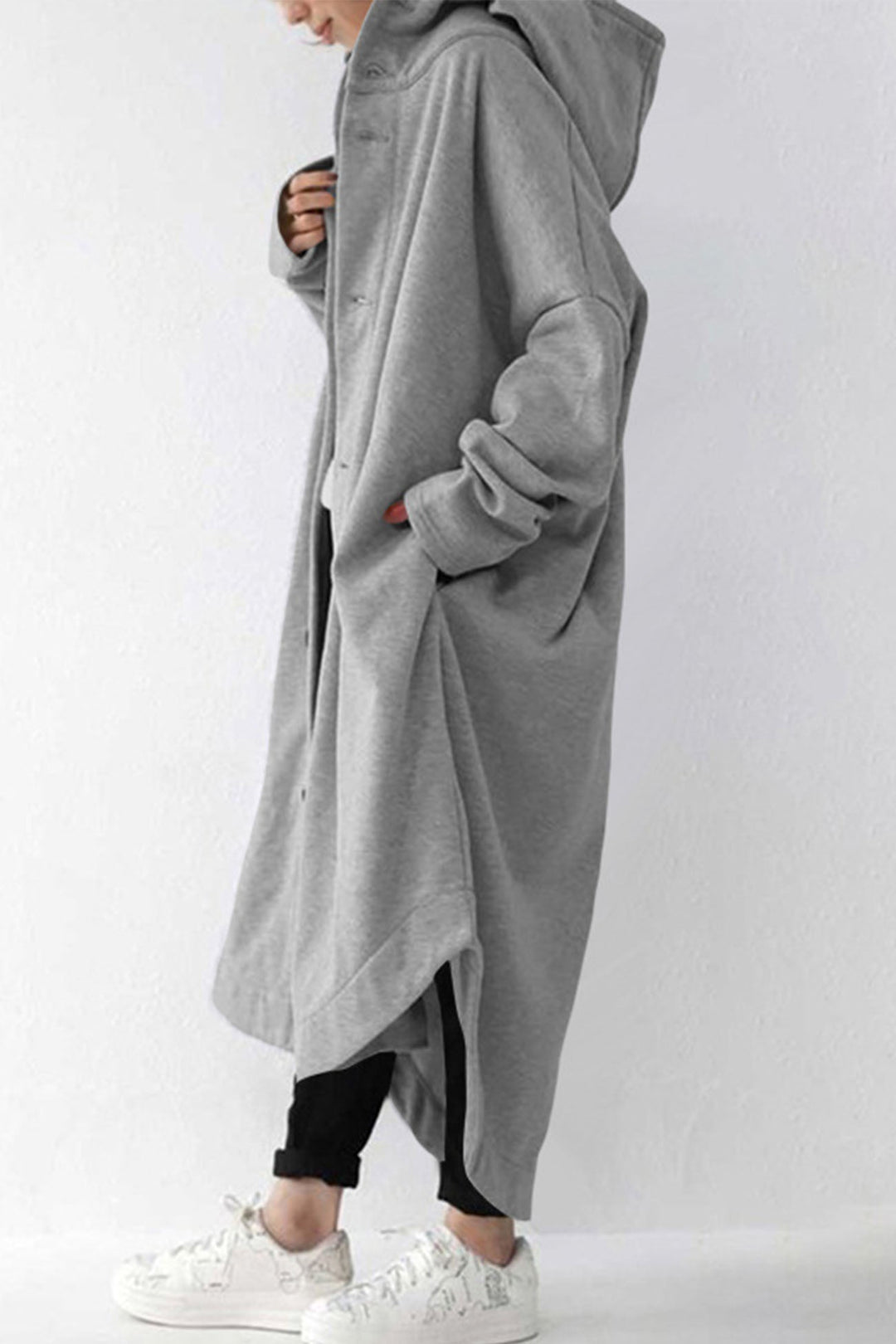 Mariana | Buttoned coat with hooded pocket