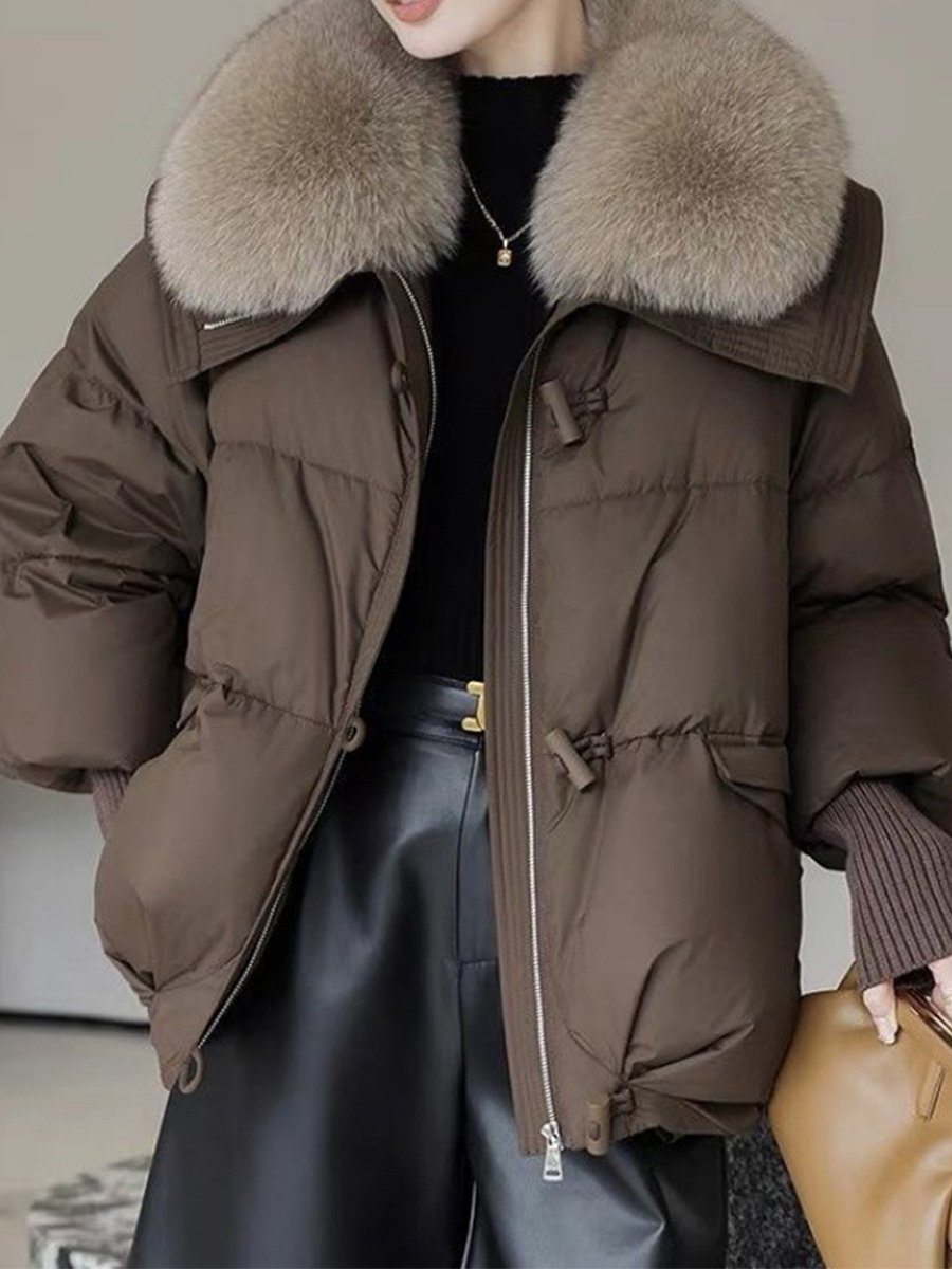 Sandra  | Chic, oversized down coat for women with plush fur collar