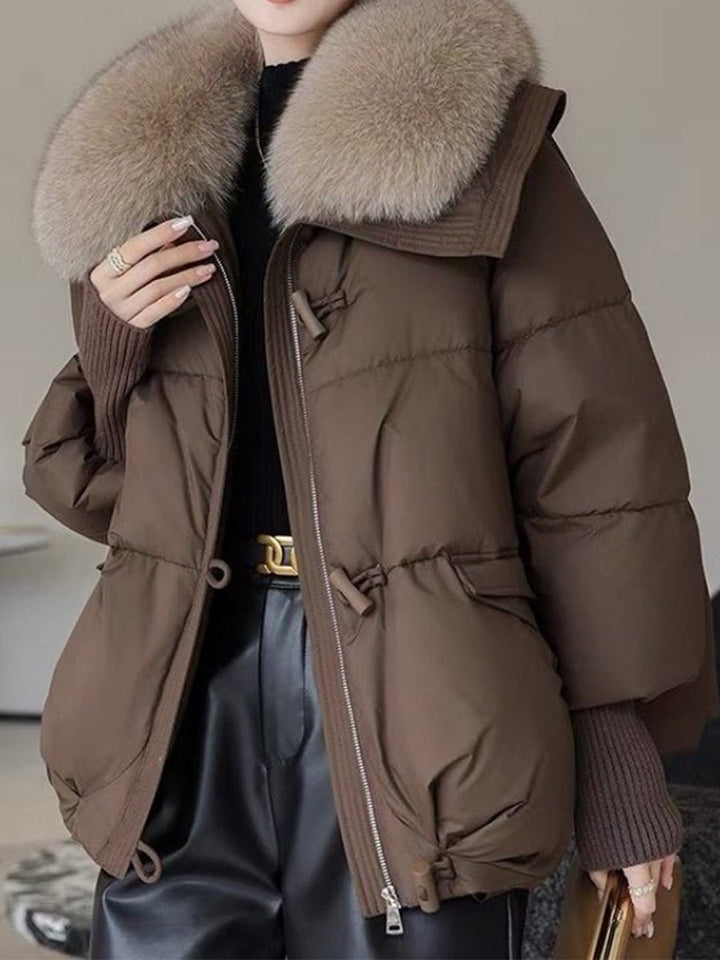 Sandra  | Chic, oversized down coat for women with plush fur collar