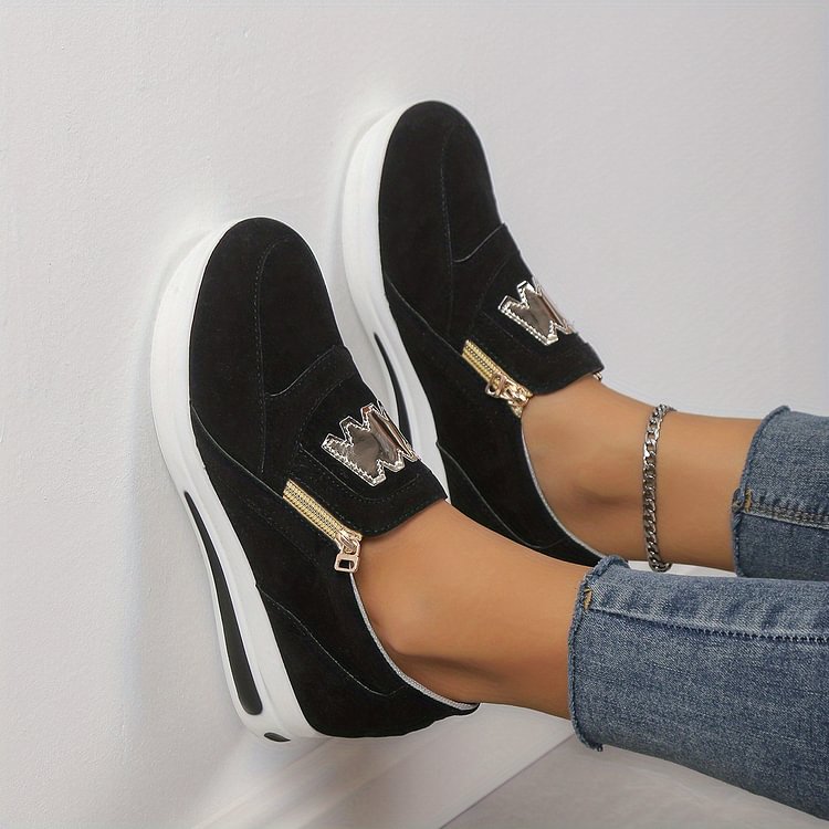 Women's Stylish Orthopedic Sneakers with Zipper Detail