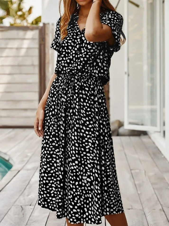 Amiya – Printed Button-Up Midi Dress