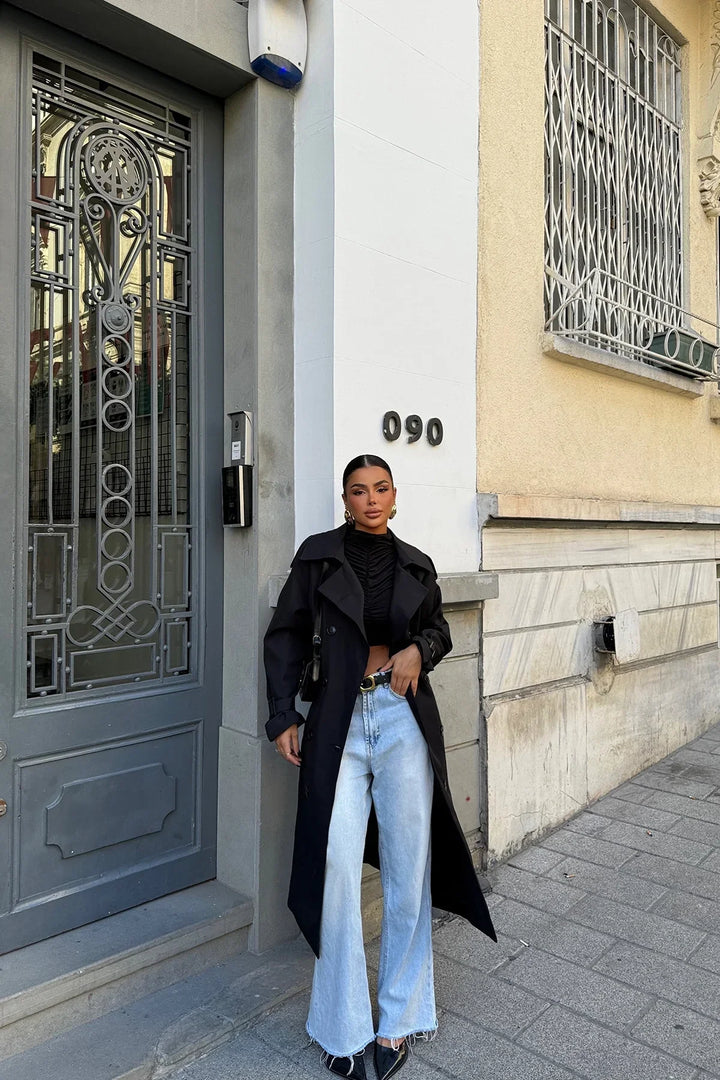 Nora® | Black elegant women's trench coat