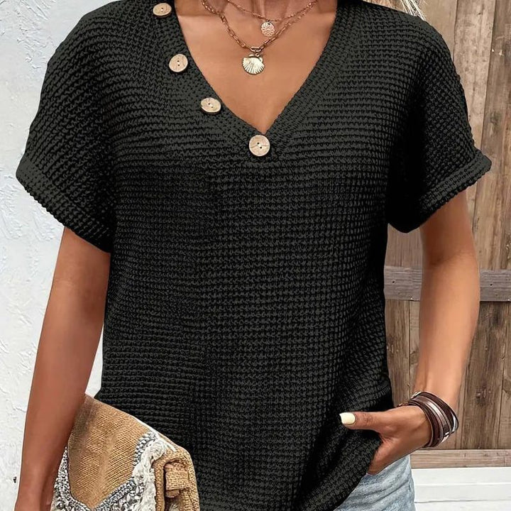 Lindse™ | Elegant Short Sleeve V-Neck Top