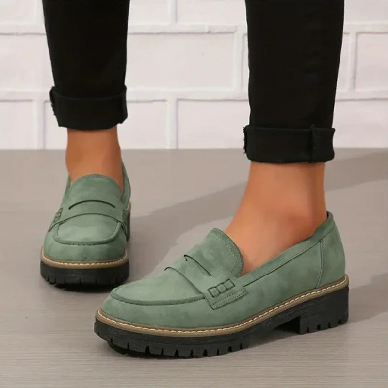 Women's Comfortable Suede Loafers with Chunky Sole