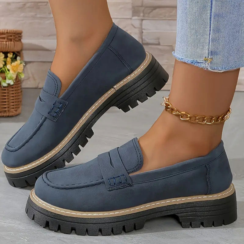 Women's Comfortable Suede Loafers with Chunky Sole