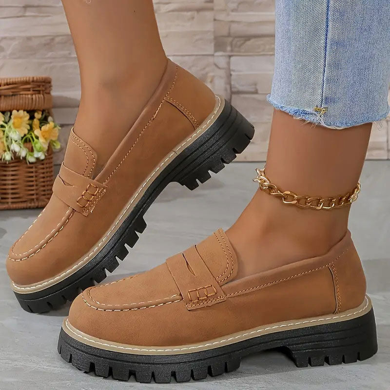 Women's Comfortable Suede Loafers with Chunky Sole